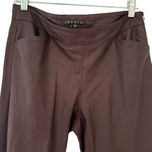 Theory Rich Brown Leather Trousers